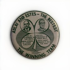 Adlai Stevenson And Estes -The Bestest The Winning Team 1956 Clover Button Pin picture