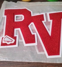 Vintage Letterman Varsity Patch Letter R V Red White Cheerleading 9.5x8