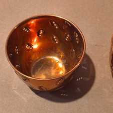 Pottery Barn Copper Votive Candle Holders Set  of 3 Made in India Pottery Barn  picture