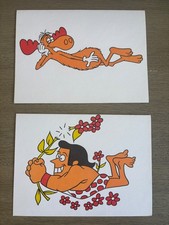 Bullwinkle George of the Jungle Lot of  2 vintage greeting cards JAY WARD Rare picture