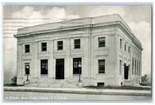 1919 Federal Building Entrance Lamp Steps Roadside Greeley Colorado CO Postcard picture
