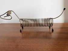 Vintage 50s 60s Mid Century Brass Wire Dachshund Letter Holder Mod Home Decor picture