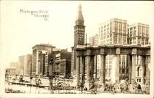 Chicago IL Michigan Blvd Post Card c1920s-30s Real Photo Vintage Postcard picture