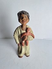 Vintage HS 90 Folk Art Child With Doll Figurine picture