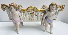 Large Antique Von Schierholz Cherub Centerpiece Bowl. 13 inches long, Mold #762 picture