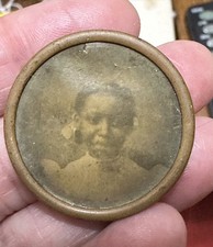 Antique Tintype Photo Pinback Button: African American Child picture