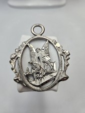 Vintage Guardian Angel Children Bridge Silver-Tone Openwork Pendant Medal 365 picture