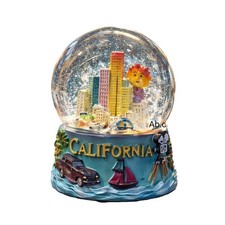 California Snow Globe, Colorful City Skyline Souvenir Resin Base with Glitter picture