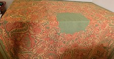 Vintage Pierre Frey Collection, Paris Toscane Vert Rouge Cotton Tablecloth  B062 picture