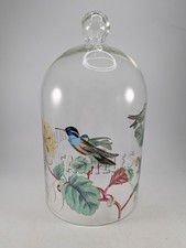 Large Vintage Clear Glass Bell Jar Dome Cloche with Top Knob Hummingbirds 11