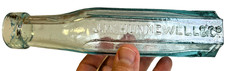 c1880 J W Hunnewell & Co Boston 8-Sided Aqua Pickle Condiment Bottle picture