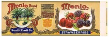 ORIGINAL STRAWBERRY CAN LABEL VINTAGE C1910 ALAMEDA COUNTY WEST BERKELEY MENLO picture