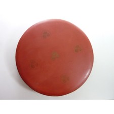 Vintage Japanese Lacquer Box Tokugawa Aoi Mon Crest Red Round 12