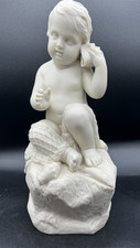 Vintage Copeland Parian Ware Bisque-England-Sitting Boy With Seashell To Ear picture