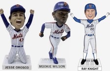 NY METS OROSCO MOOKIE WILSON RAY KNIGHT BOBBLEHEAD SGA 1986 WORLD SERIES 2026 picture