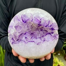 5.24LB Natural Amethyst Agate Open Smile Sphere Healing Wealth Crystal Geode Dec picture