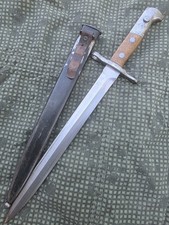 WW1 Ww2 Rifle Bayonet Knife Swiss Model 1918 Elsener Schwyz With Scabbard picture