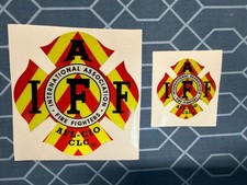 TWO IAFF Career Union Firefighter Decal 3M  1-2” 1-4” RED/YELLOW EMS REFLECTIVE picture