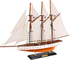 19-Inch Wooden Model Sailboat Decor - Atlantic Schooner Model Ship Vintage Sail picture