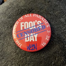 Vintage 1991 WEBN Fools Day Censored Button Pin 3/32/91 RARE  picture