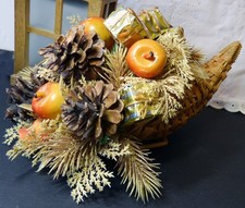 VTG Cornucopia Woven Wicker Horn of Plenty 11.5