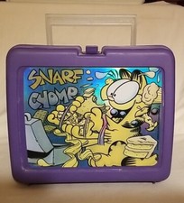 Garfield Lunch Box, Thermos Brand 1978 Rare Purple USA Snarf Chomp Vintage picture
