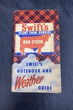 Vtg 1953 '54 Swift's Plant Food  Red Steer Notebook & Weather Guide Farming picture