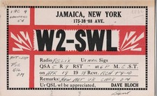 Dave Bloch, 88 Ave., Jamaica, New York, W2-SWL, very old QSL-card, Apr 1939 picture