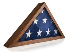 Folded Memorial Flag with Display Case American Us Flag with Veteran Burial picture