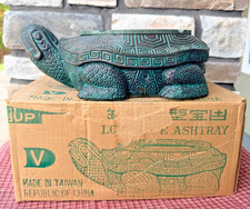 VTG Carved Stone Turtle Ashtray Longlife Asian Art MCM Maximalism Retro Tortoise picture