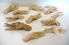 11 VTG MUDRA Hands LOT Light Hardwood Indonesian Folk Art Ring Jewelry Holders picture