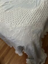 Vintage Bates Heavy Cotton Abigail Adams Blue King Bedspread French Scrollwork picture