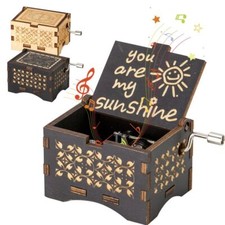 You are My Sunshine Music Box Wooden Hand Crank Musical Boxes Antique Engraved picture