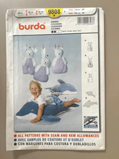 1990's Burda Stuffed Animals Dolphin,Bunny,Bear Cushions Pattern 9808 UNCUT picture