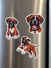 3 Boxer Dog Fridge Magnets Puppy Refrigerator Decor Dog Lover Gift Set picture