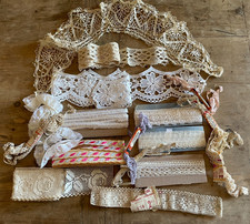 Antique French Job Lot Lace Fripperies Collar New Old Stock Lace Cards of Lace picture