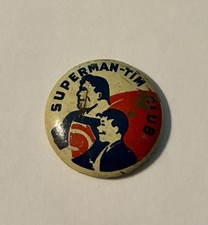 1940's SUPERMAN-TIM CLUB Member in Good Standing Tin Litho Pinback Mini Button picture