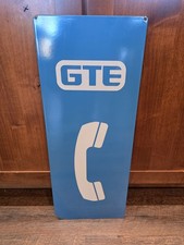 Vintage GTE Porcelain Sign - Phone Booth Panel - Gas Station Petroliana... picture