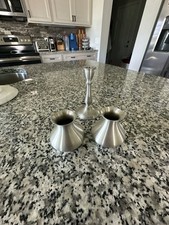Danforth Pewter Handcrafted Candlestick Holders, Vintage 1993, Set of 3 picture