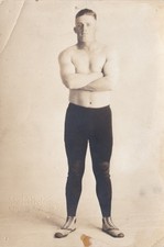 Vintage Photo - Shirtless wrestler in black tights -  Gay interest picture