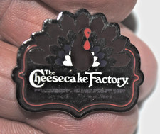 Cheesecake Factory employee lapel pin, Thanksgiving picture