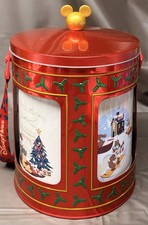 Disney Parks Mickey & Friends Musical 2022 Rotating Holiday Tin Popcorn Bucket picture