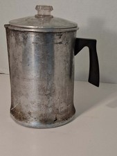 Vintage Mirro 9 Cup Aluminum Coffee Percolator Camping Pot Flaw Distressed picture