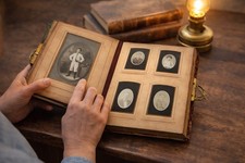 Antique Victorian Photo Album Chromolithograph Cover - with 20 photos picture