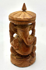 VTG Hand Carved Wooden Ganesha Hinduism Statue Figurine Ganesh India elephant picture