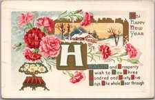 1911 HAPPY NEW YEAR Embossed Postcard 