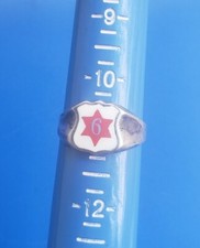 Vintage Silver 800 WW1 6th Division Infantry Red Star Ring picture