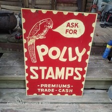 Rare large double sided Polly Stamps Parrot Bird Character Graphics Tin Sign  picture