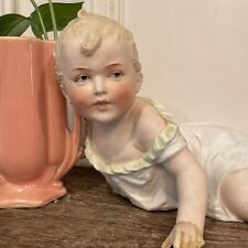 Beautiful Yet Creepy Antique Heubach Porcelain Piano Baby Statue Broken Arm 436 picture