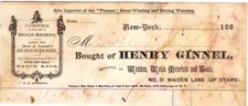 Henry Ginnel, Watches...sold to H. E. Walter & Co Richfield Springs, NY, 7/14/82 picture